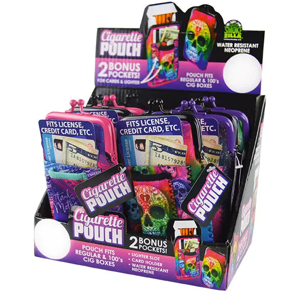 Neoprene Cigarette Pouch with Pocket - 8 Pieces Per Retail Ready Display 26661 SMOKEZILLA