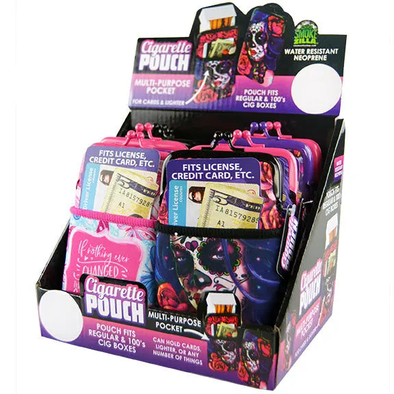 Neoprene Cigarette Pouch with Pocket - 8 Pieces Per Retail Ready Display 26667 SMOKEZILLA