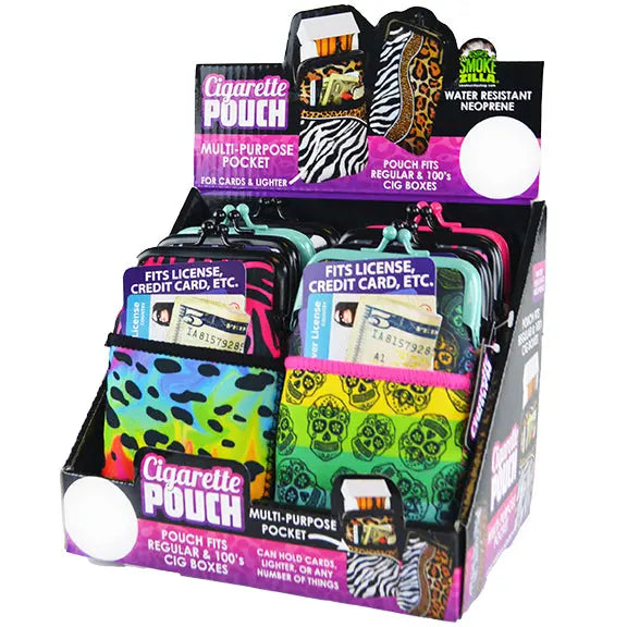 Neoprene Cigarette Pouch with Pocket - 8 Pieces Per Retail Ready Display 27803 SMOKEZILLA