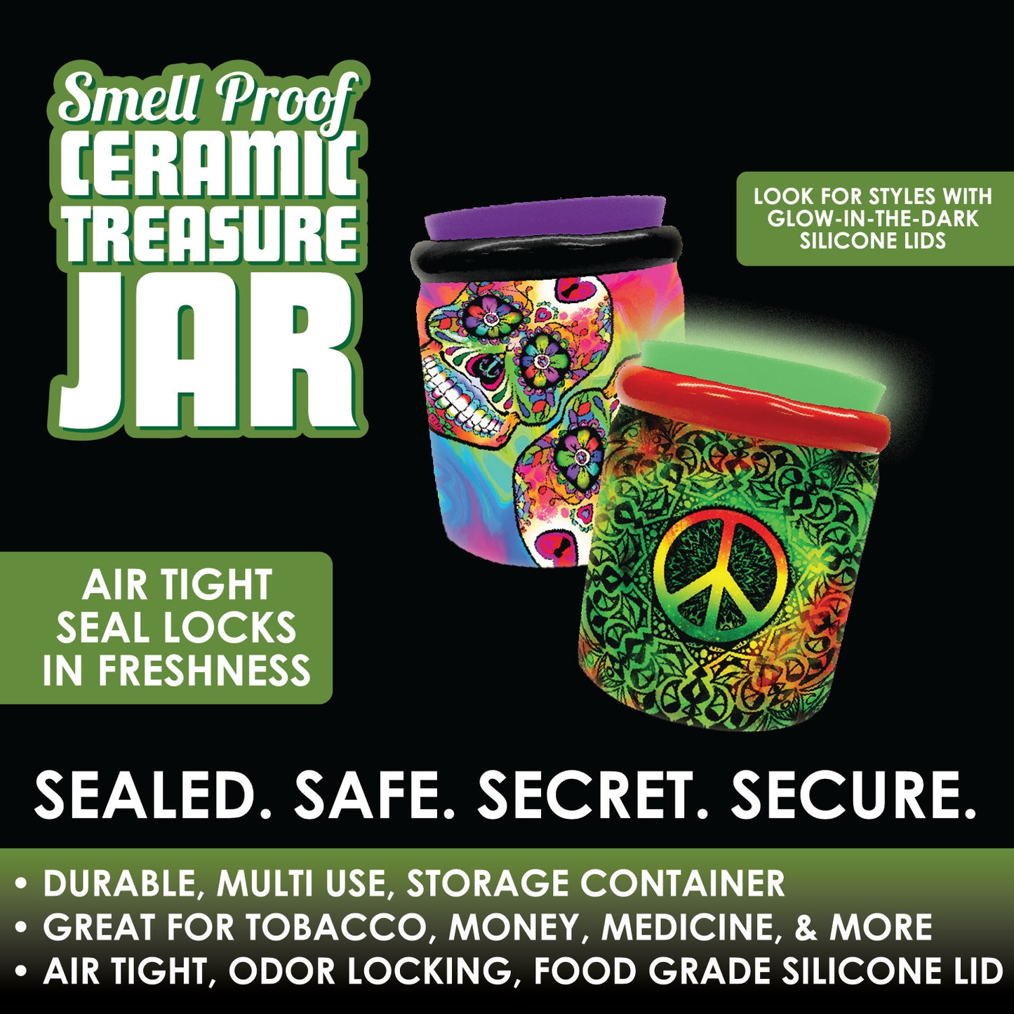 ITEM NUMBER 028229 CERAMIC TREASURE JAR 6 PIECES PER DISPLAY