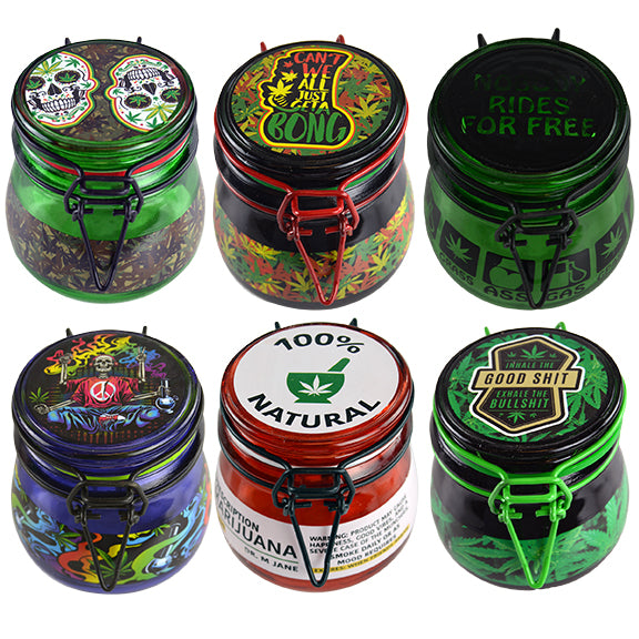 ITEM NUMBER 030012 GLASS JAR METAL CLASP MIX X 6 PIECES PER DISPLAY