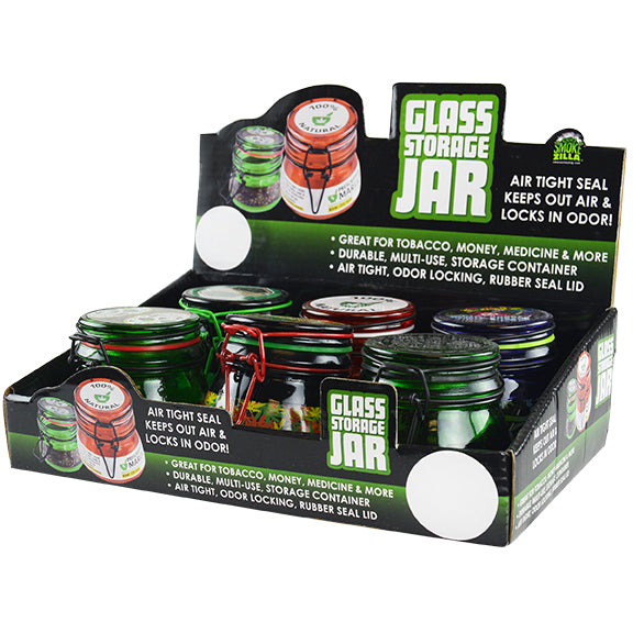 ITEM NUMBER 030012 GLASS JAR METAL CLASP MIX X 6 PIECES PER DISPLAY