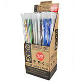 Stainless-Steel Metal Straw with Rubber Tip - 50 Pieces Per Retail Ready Display 40345
