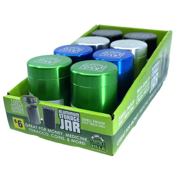 Smell Proof Metal Storage Jar - 8 Pieces Per Retail Ready Display 41396 SMOKEZILLA