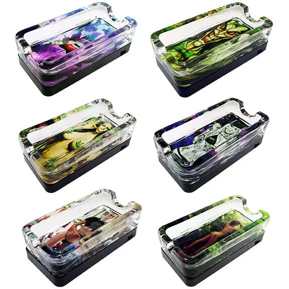 Glass Ashtray with LED Light-Up Design - 6 Per Retail Ready Display 88235 SPICY ZILLA