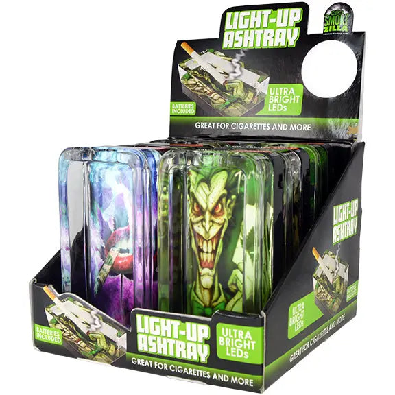 Glass Ashtray with LED Light-Up Design - 6 Per Retail Ready Display 88235 SPICY ZILLA