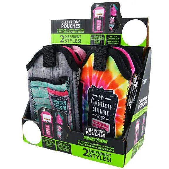 Cell Phone Pouch Neoprene with Pocket - 6 Pieces Per Retail Ready Display 88324 GADGET GEAR