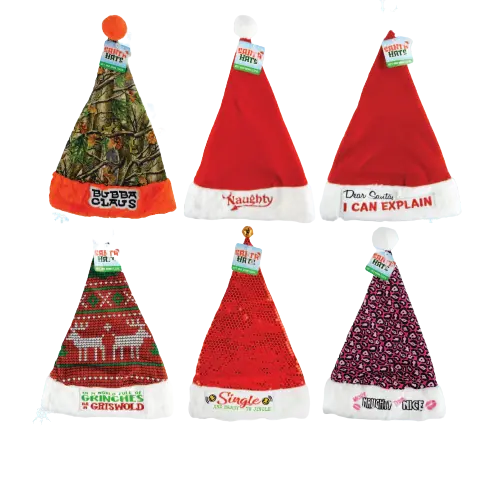 Christmas Santa Winter Hat - 6 Pieces Per Pack 22652 NOVELTY INC