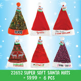 Christmas Santa Winter Hat - 6 Pieces Per Pack 22652