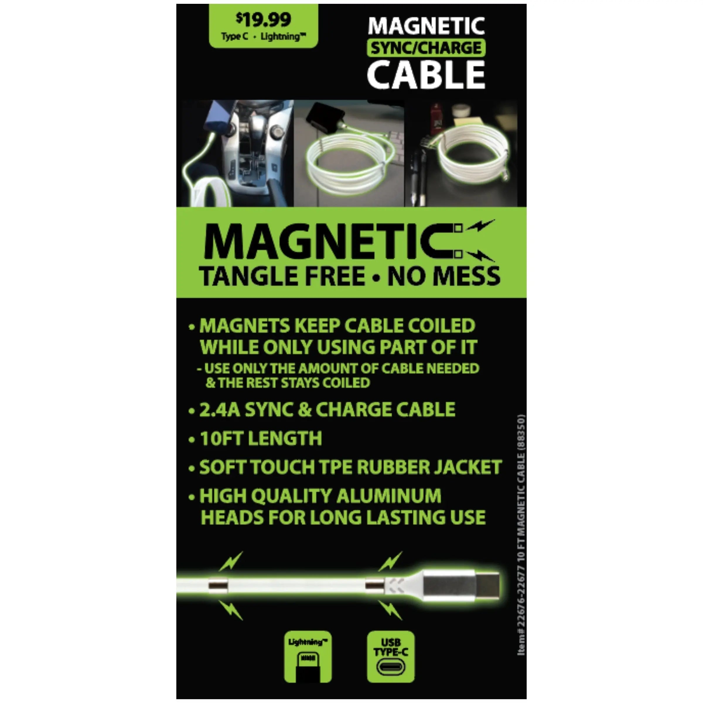 Charging Cable Magnetic Assortment 10FT - 6 Pieces Per Pack 88350 GADGET GEAR