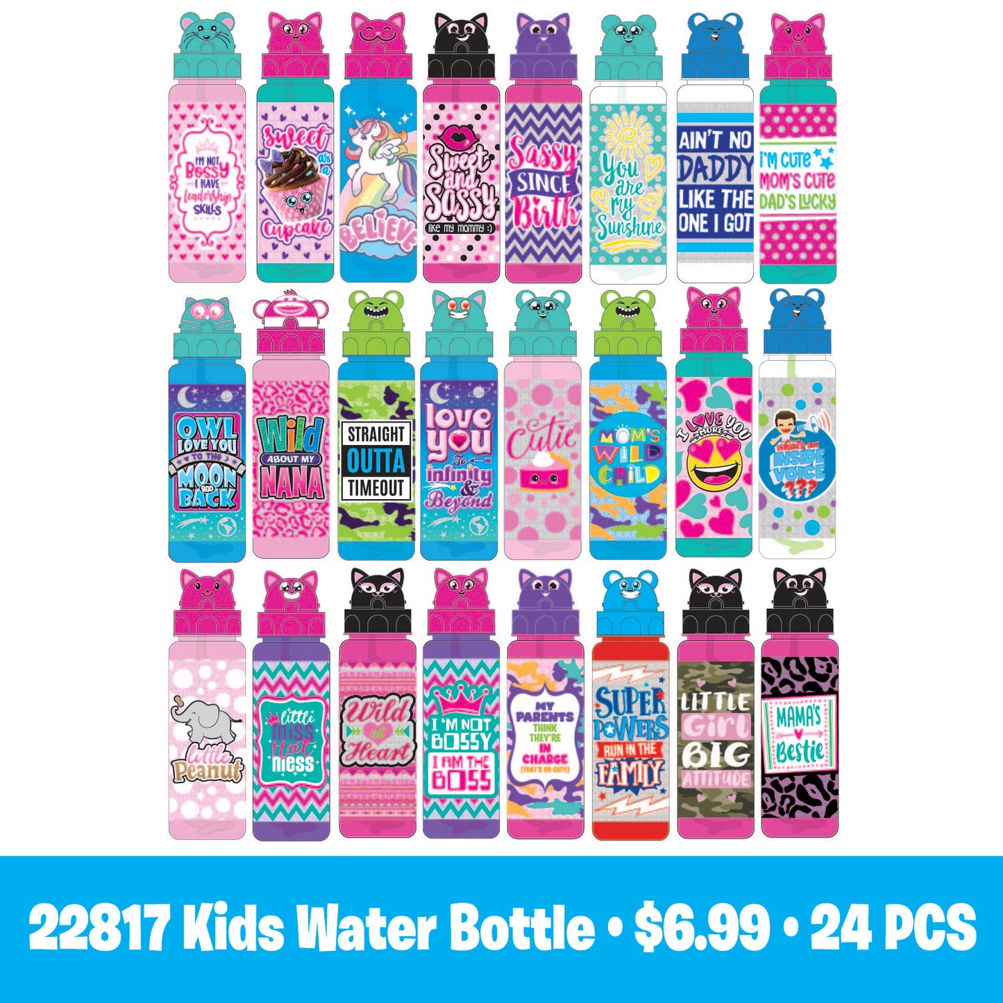 ITEM NUMBER 088363 WATER BOTTLE PLUSH FLOOR DISPLAY KIT 30 PIECES PER DISPLAY