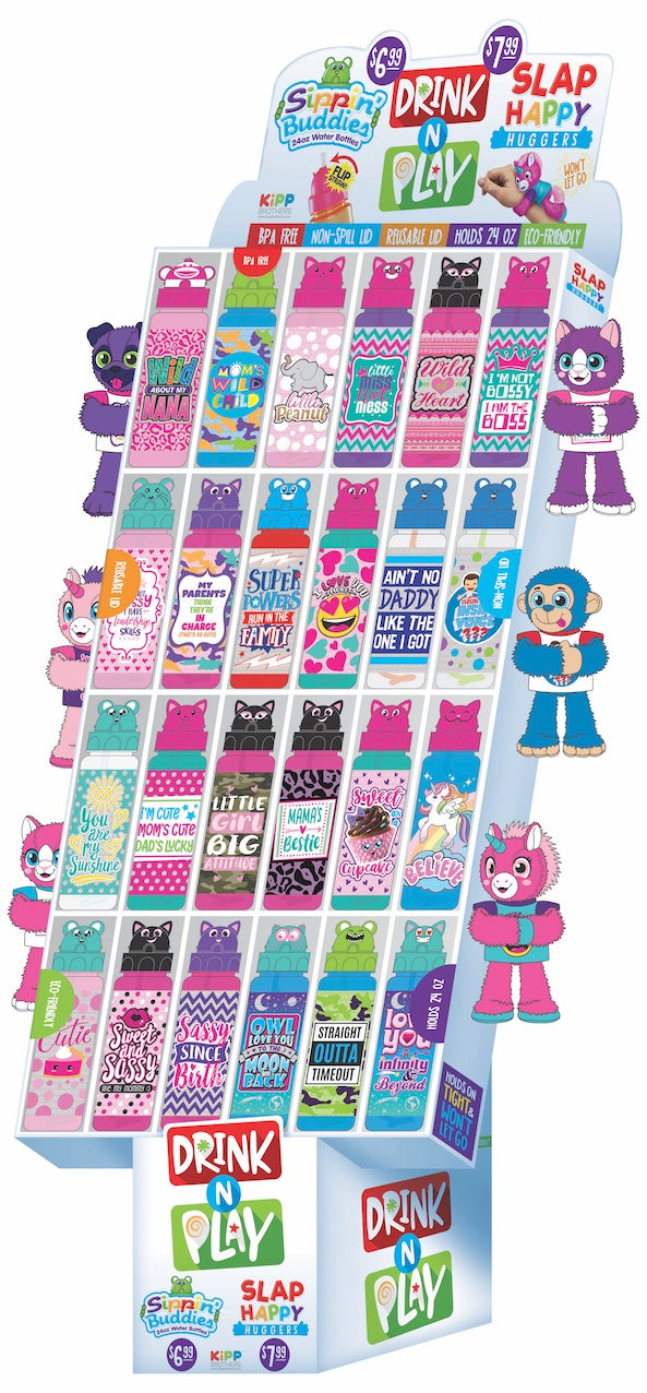 ITEM NUMBER 088363 WATER BOTTLE PLUSH FLOOR DISPLAY KIT 30 PIECES PER DISPLAY