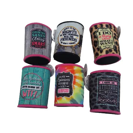 Neoprene Rhinestone Can and Bottle Cooler - 6 Per Retail Ready Display 23133 POLAR GEAR