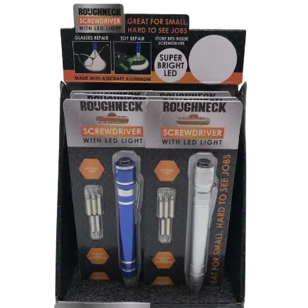 Screwdriver with LED Light - 6 Pieces Per Retail Ready Display  22802 ROUGHNECK