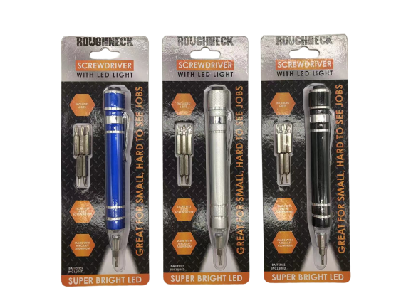 ITEM NUMBER 022802 SCREWDRIVER LED TOOL FLASHLIGHT 6 PIECES PER DISPLAY