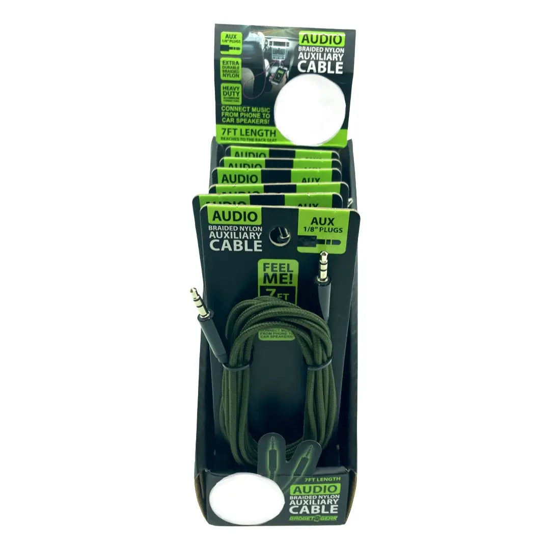 Auxiliary Audio Cable 7FT - 6 Pieces Per Retail Ready Display 23197 GADGET GEAR