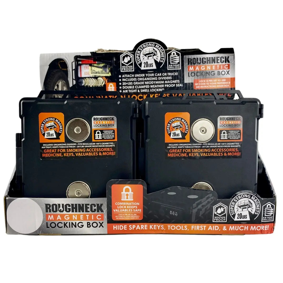 Magnetic Storage Box with Lock - 6 Pieces Per Retail Ready Display 23099 ROUGHNECK