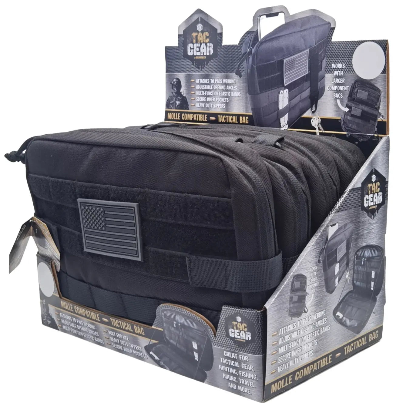 Patriotic MOLLE Component Bag with Zipper - 4 Pieces Per Retail Ready Display 23192 TAC GEAR