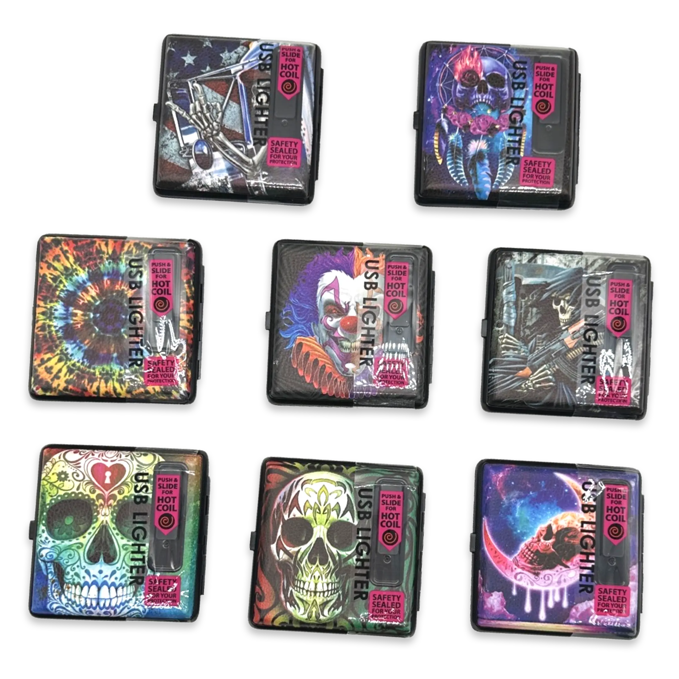 Cigarette Case with USB Coil Lighter - 8 Pieces Per Retail Ready Display 23521 SMOKEZILLA