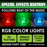 Light-Up Glass Ashtray with Multi-Color LED Lights - 6 Pieces Per Retail Ready Display 23744