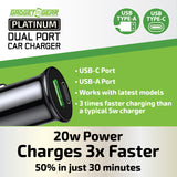 Car Charger Dual Port USB / USB-C 20 Watts - 6 Pieces Per Retail Ready Display 23760