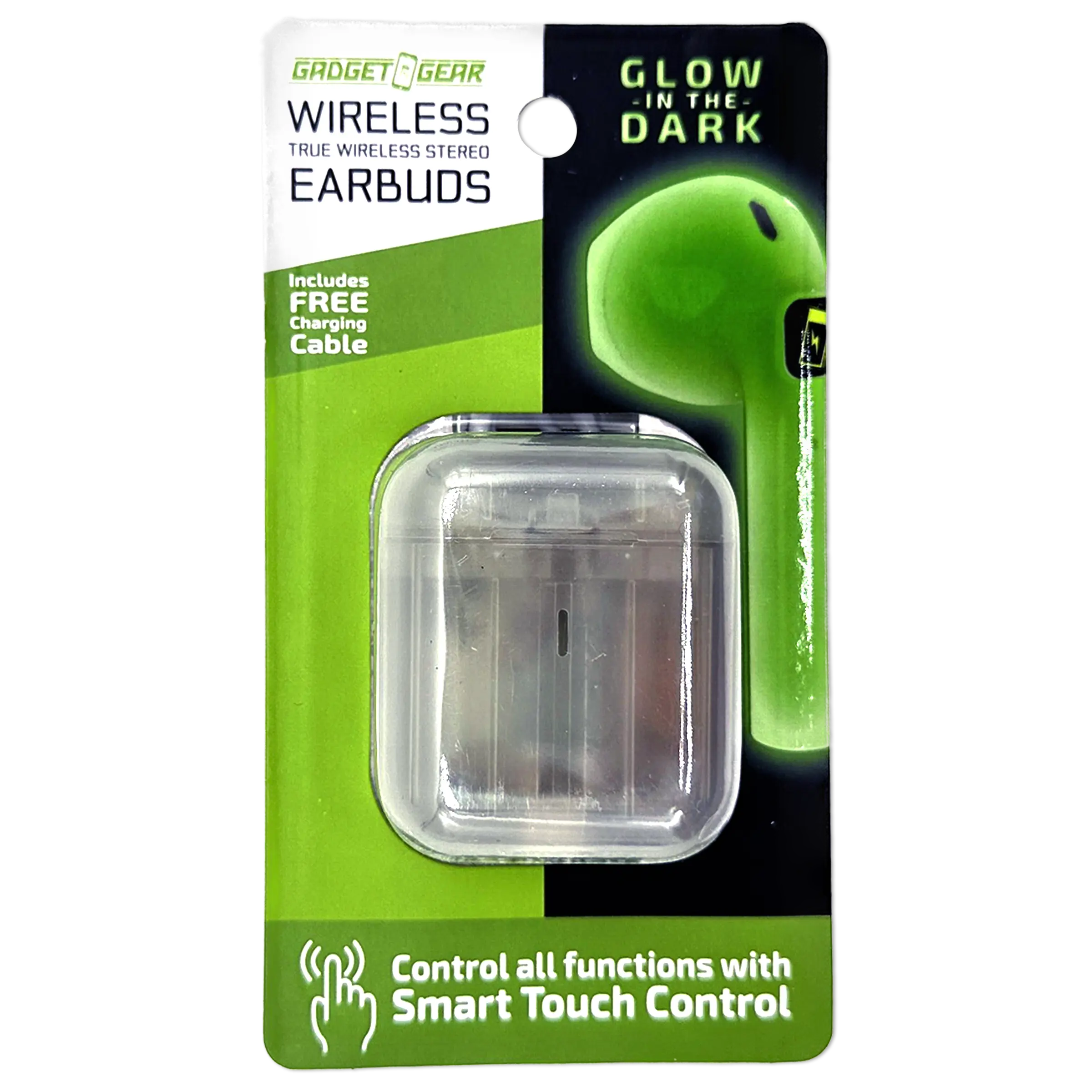 Wireless Earbuds Glow in The Dark with Case - 6 Pieces Per Retail Ready Display 23778 GADGET GEAR