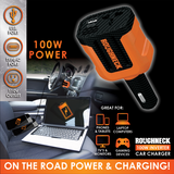 Car Charger DC 3 Port USB / USB-C / 120V Outlet 100 Watts - 4 Pieces Per Retail Ready Display 23861