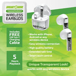 Wireless Earbuds with Transparent Case - 6 Pieces Per Retail Ready Display 23866 GADGET GEAR
