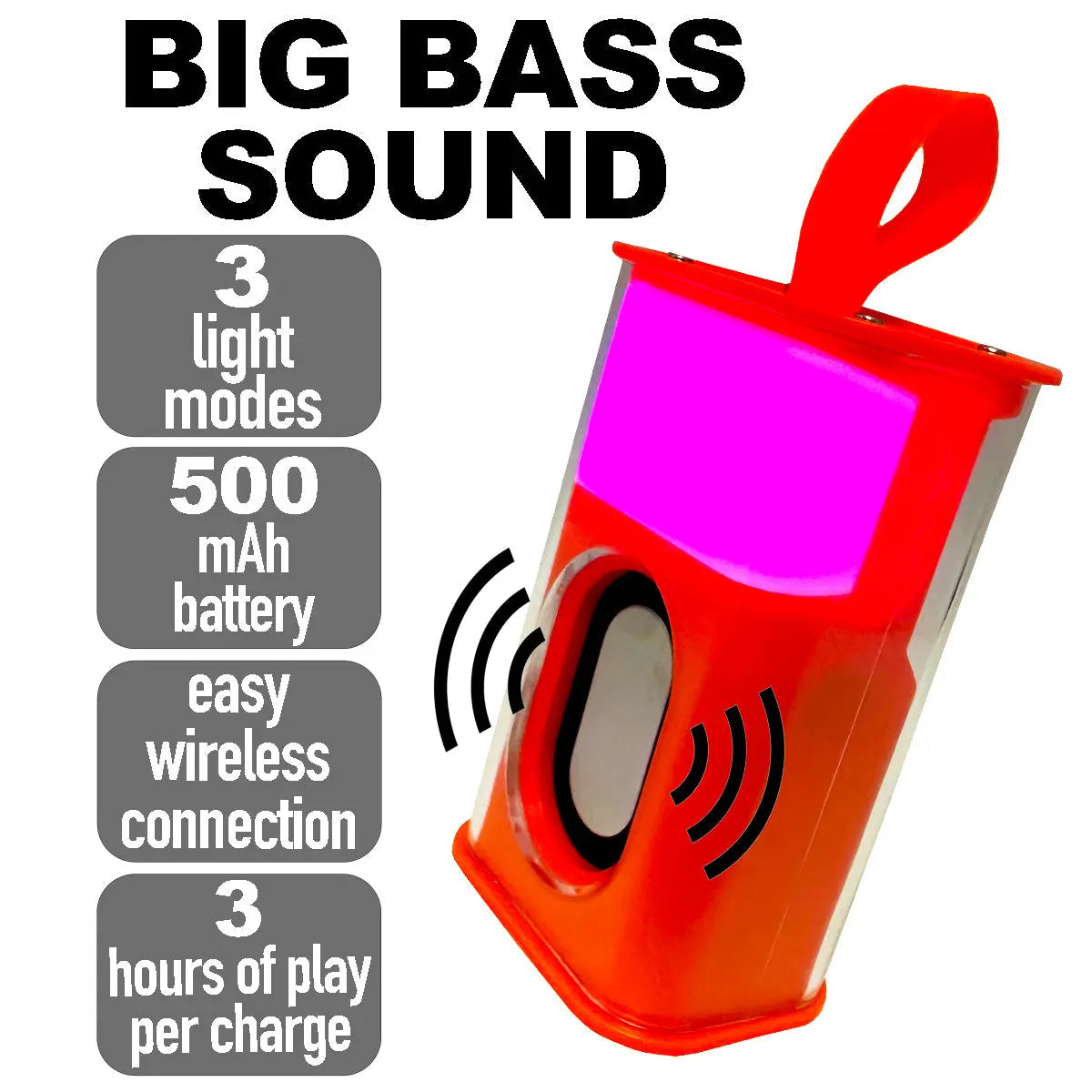 Wireless Speaker Transparent with LED Lights - 6 Pieces Per Retail Ready Display 23870 NOVELTY INC
