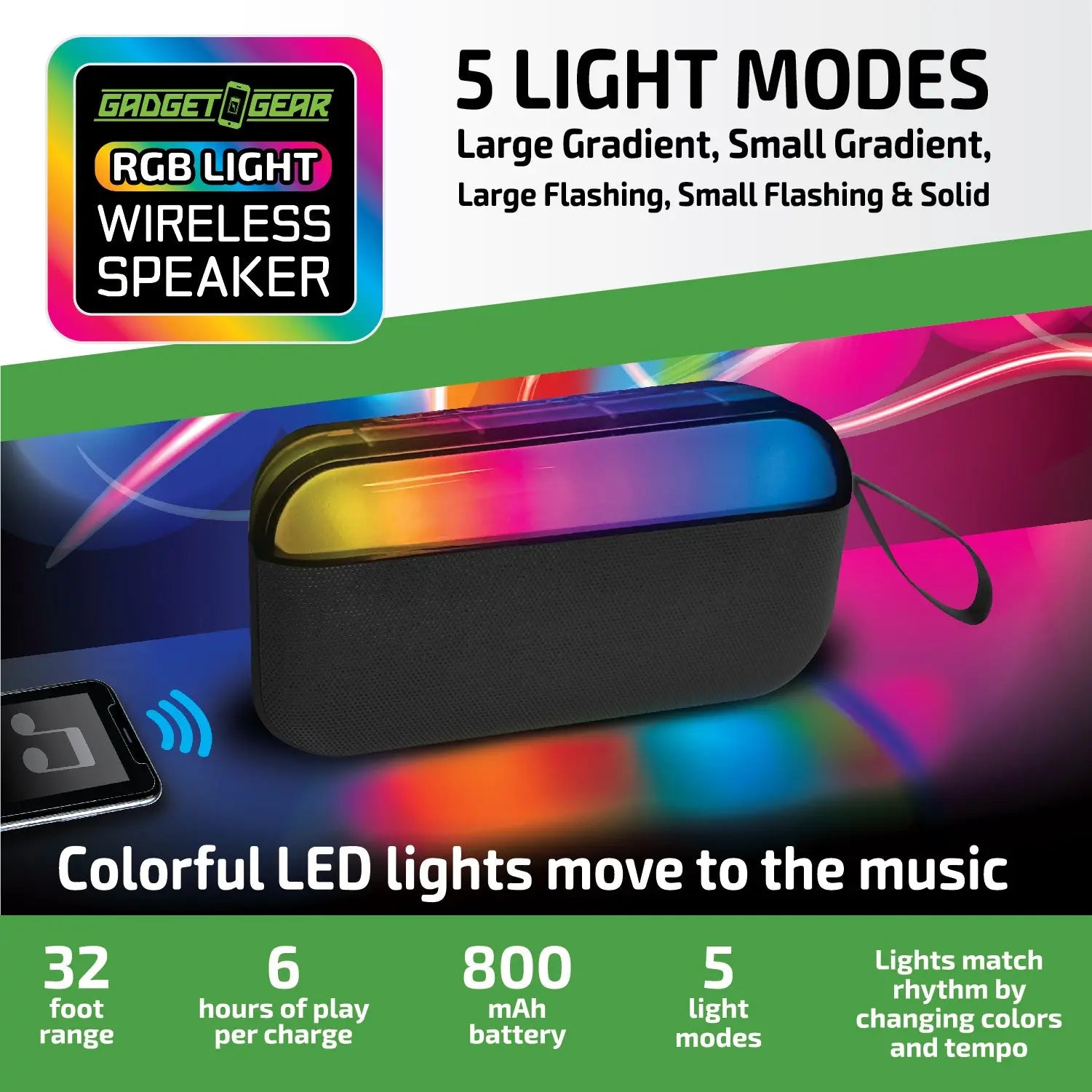 Wireless Speaker Transparent with LED Lights - 6 Pieces Per Retail Ready Display 23874 NOVELTY INC