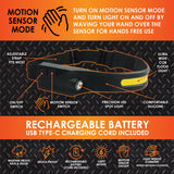 Headlamp Flashlight with Motion Sensor - 6 Pieces Per Retail Ready Display 23977