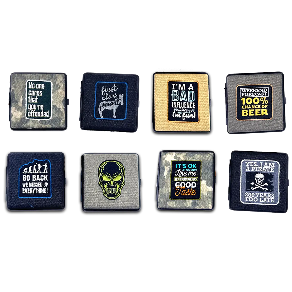 Canvas and Metal Cigarette Case with Hinge - 8 Pieces Per Retail Ready Display 23985 SMOKEZILLA