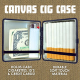 Canvas and Metal Cigarette Case with Hinge - 8 Pieces Per Retail Ready Display 23985 SMOKEZILLA