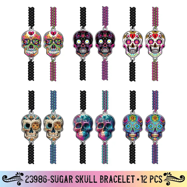 Sugar Skull Bracelet - 12 Pieces Per Retail Ready Display 23986 KIPP BROTHERS