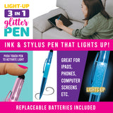 Light Up Glitter Pen with LED Light - 12 Pieces Per Retail Ready Display 23993