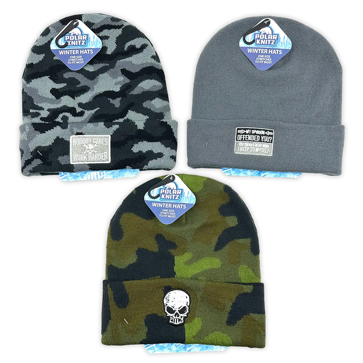 Cuffed Knit Hat Beanie Assortment - 12 Pieces Per Retail Ready Display 24098 POLAR GEAR