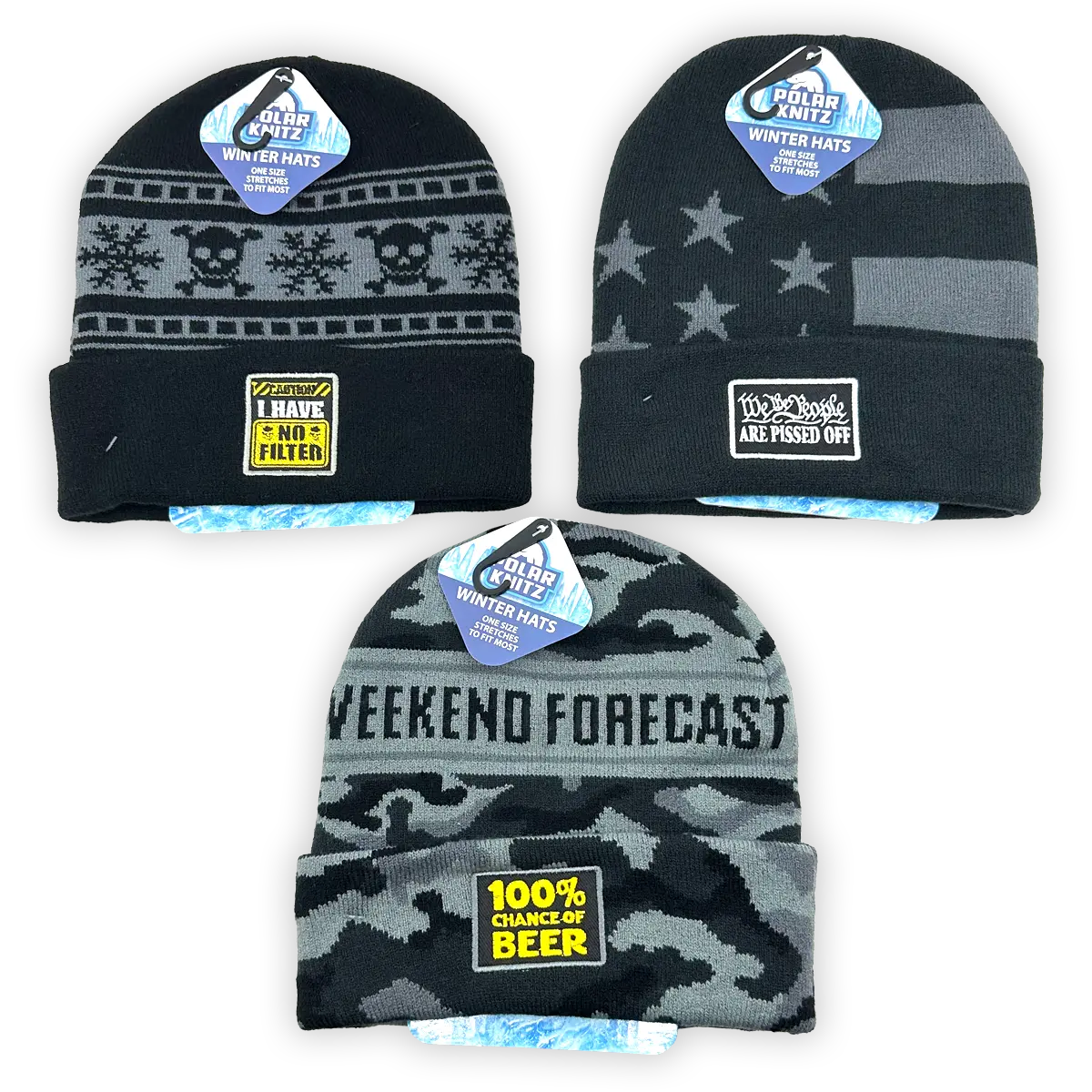Cuffed Knit Hat Beanie Assortment - 12 Pieces Per Retail Ready Display 24098 POLAR GEAR