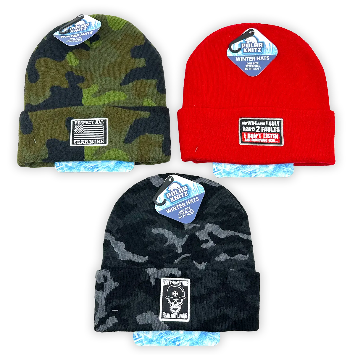 Cuffed Knit Hat Beanie Assortment - 12 Pieces Per Retail Ready Display 24098 POLAR GEAR