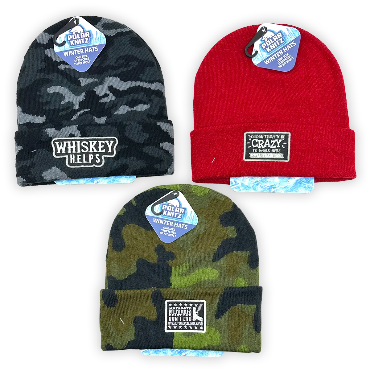 Cuffed Knit Hat Beanie Assortment - 12 Pieces Per Retail Ready Display 24098 POLAR GEAR