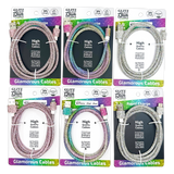 Charging Cable  3FT 2.4Amp Glitz N Glam Assortment - 6 Pieces Per Retail Ready Display 24130