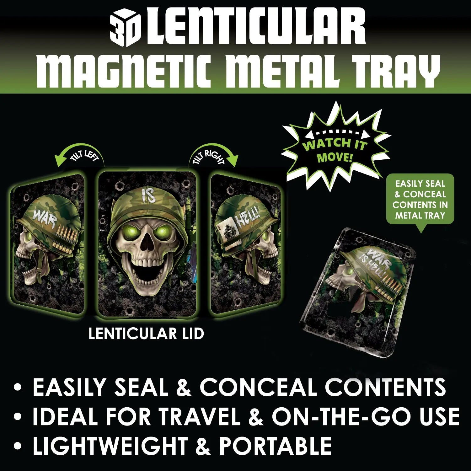 Roll Tray with Lenticular Magnetic Cover - 6 Pieces Per Retail Ready Display 24205 SMOKEZILLA