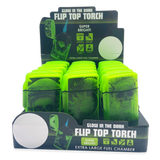 Glow In The Dark Flip Top Torch Lighter - 15 Pieces Per Retail Ready Display 24448