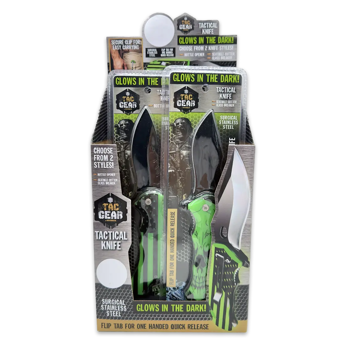 Pocket Knife Glow in The Dark with Bottle Opener - 6 Pieces Per Retail Ready Display 24450 TAC GEAR