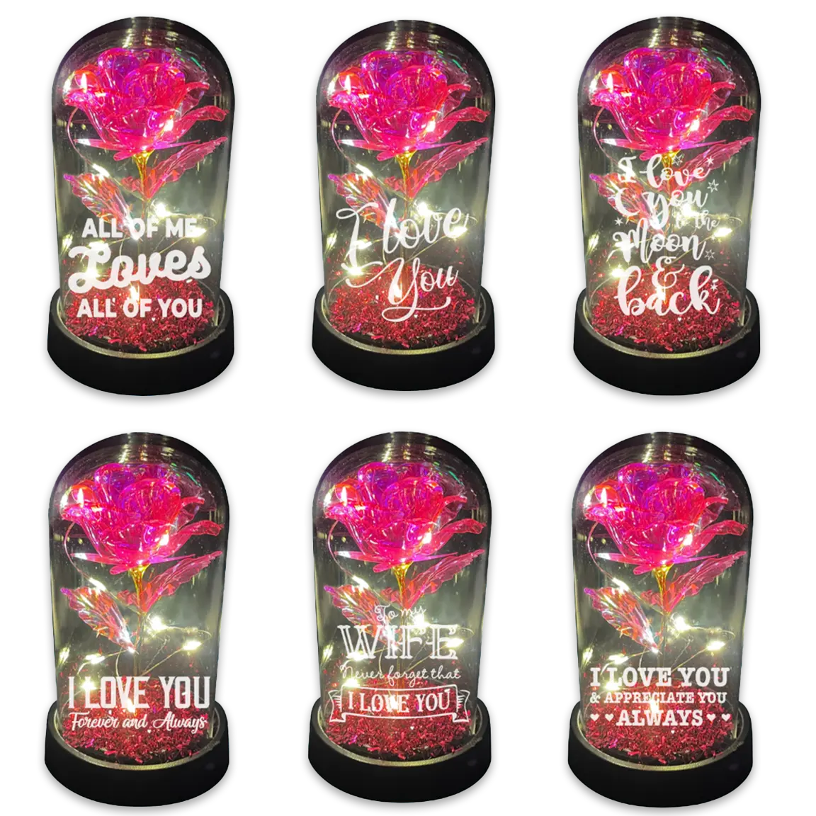 Glass Dome Rose Keepsake - 6 Pieces Per Retail Ready Display 24544 NOVELTY INC