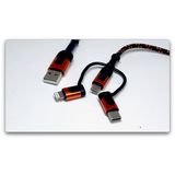 Charging Cable USB 3 in 1 Multi-Head USB-C / Micro USB / Lightning 10FT - 3 Pieces Per Pack 24561 ROUGHNECK