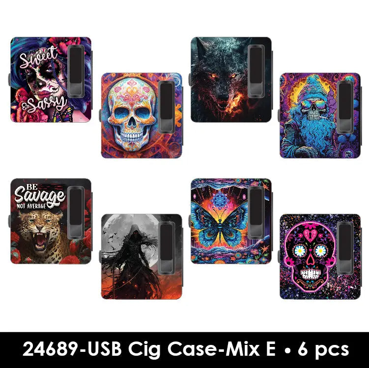 Cigarette Case with USB Coil Lighter - 8 Pieces Per Retail Ready Display 24689 SMOKEZILLA