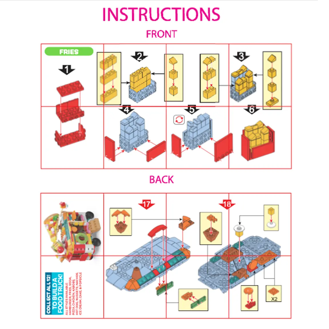 Micro Block Fast Food Set - 12 Pieces Per Retail Ready Display 24705 KIPP BROTHERS