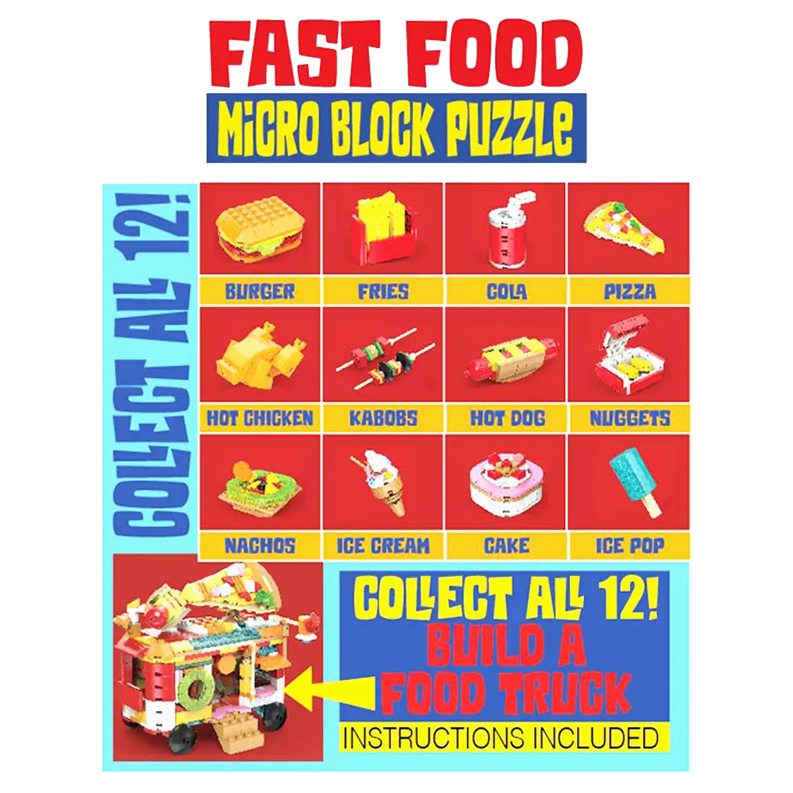 Micro Block Fast Food Set - 12 Pieces Per Retail Ready Display 24705 KIPP BROTHERS