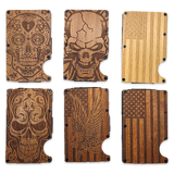Patriotic Wood RFID Blocking Thin Wallet with Clip - 6 Pieces Per Retail Ready Display 24717