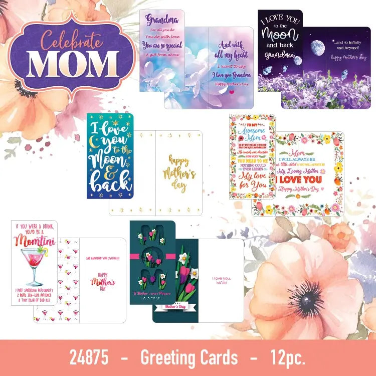 Mother's Day Celebrate Mom Assortment Floor Display - 72 Pieces Per Retail Ready Floor Display 88525 KIPP BROTHERS
